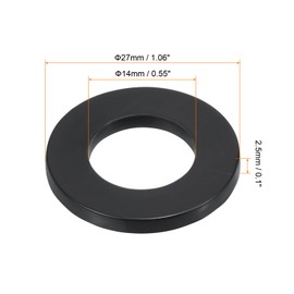 PATIKIL M14 Nylon Flat Washer, 12 Pack 14mm ID 27mm OD 2.5mm Thick Sealing Spacer Gasket Ring for Faucet Pipe Water Hose Fastener Bolt, Black