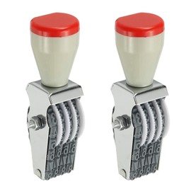 PATIKIL 4 Digit Number Roller Stamp, 2Pcs Adjustable Rubber Stamp Changeable Numerical Symbol Office Date for Business Creative Price Tag