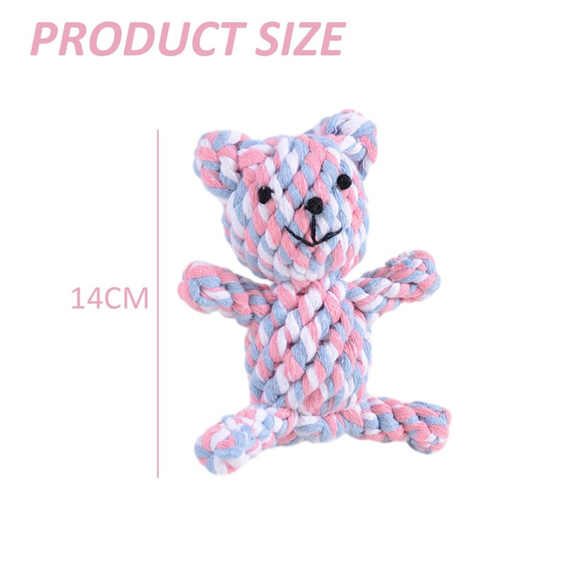 MEMOFYND 1 Piece Hand Knitted Bear Teething Toy for Puppies,