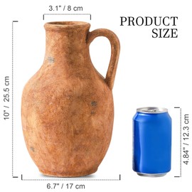 Ceramic Flower Vase Home Decor - 10 inch Large Table Flowers Vases Living Room Bedroom Plant Decorations Modern Farmhouse Vintage for Kitchen Shelf Office Coffee Dining Desk House Women (Rust, 10")