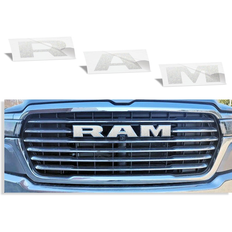 RAM Grille Emblem Overlay Decal Stickers 2025 Ram 1500 (Color:
