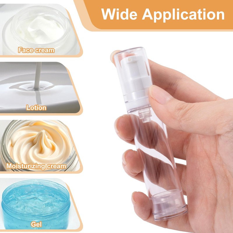6pcs Airless Travel Pump Bottle, 10ml, Clear