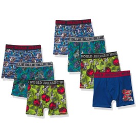 Jurassic World Boys Multipacks with T-Rex, Raptor and Triceratops Print Options in Sizes 4, 6, 8, 10 & 12, 7-Pack Athletic Boxer Brief
