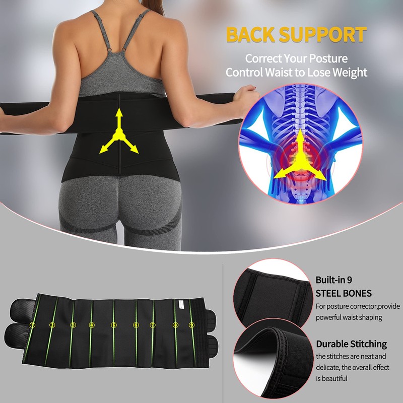 KIWI RATA Neoprene Sauna Waist Trainer Corset Sweat Belt with