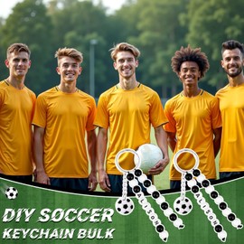 Janinka 722 Pcs Soccer DIY Keychain Making Kit DIY Resin Soccer Football Bead Keychain Craft Adjustable Sport Letter Bead Charm Sport Theme Party Favor Gift Backpack Accessory Holiday Decoration