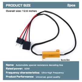2PCS H7 LED Resistor Kit,50W 6 ohm LED Headlight Resistor Prevents Hyper Flashing & Error Codes,Car Accessories Load Resistor for Fog Lights,Headlights (H7)