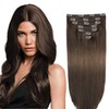 PARAHAIR Clip in Hair Extensions 20" Real Human Hair for Women 7Pcs Straight Seamless Remy Clip on Hair Extensions 70g (20inch (pack of 1), 2# Dark Brown)