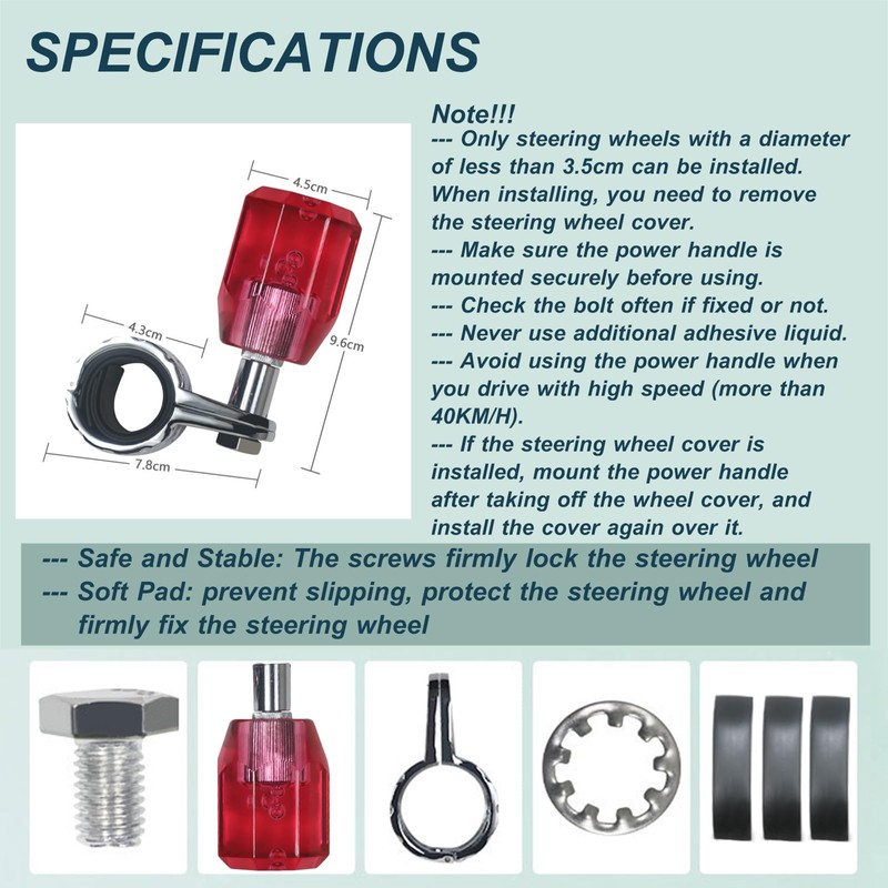 EOHMAK Car Steering Wheel Spinner Knob Acrylic Crystal Steering Wheel