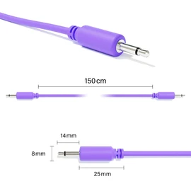 ExcelValley - 5-Pack - Mono Modular Patch Cables - TS 3.5mm 1/8" Eurorack Synthesizer [Purple | 90 cm - 35.43"]