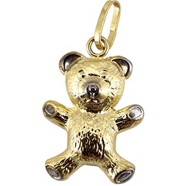 Teddy Bear Pendant Gold 333 Bear Rhodium-Plated 8 Carat Yellow Gold, Yellow Gold
