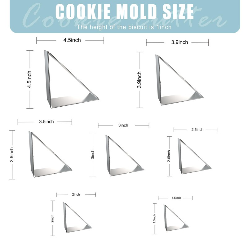Triangle Cookie Cutters Set, 7PCS Stainless Steel Kitchen Baking Tools