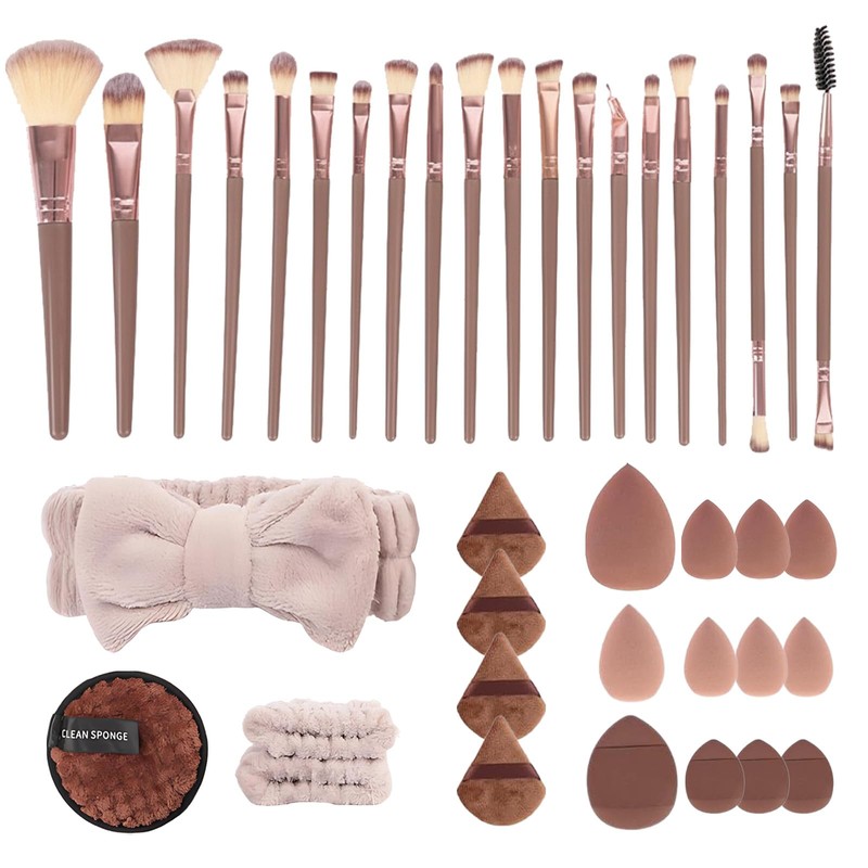 Lumbor37 Brochas de Maquillaje Profesional de Viaje, 40 Piezes Brochas