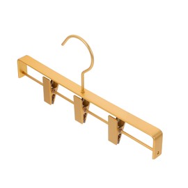 ULTECHNOVO Stylish Gold Aluminum Alloy Pants Hangers with Clips Space Saving Trouser Organizer for Closet for Skirts Jeans and Scarves Heavy Duty Design for Home Use