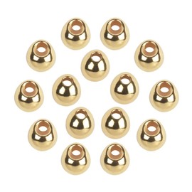 MUUNN 100Pcs Offset Tungsten Beads for Fly Tying, 5 Colors/4 Sizes, Hook Sizes #10~#12 Tungsten Jigoff Beads（Gold,3.3mm