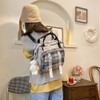 Cute Backpack with Accessories Check Dual Purpose Backpack Shoulder Bag