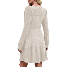 MixShe Long Sleeve Shirts for Women Polka Dot Dress Womens T Shirts Flowy Dresses Apricot Small