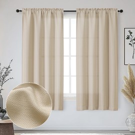 OWENIE Bob Linen Curtains 63 Inch Length 2 Panels Set for Living Room Bedroom, Light Filtering Faux Linen Textured Soft Window Curtain, Airy Soft Rod Pocket cortinas para cuarto, 40Wx63L Inches, 2 Pcs
