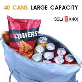 Ceneda Large Cooler Bag 40 Can Insulated Soft Cooler Leakproof Cooler Tote Bag Beach Travel Camping Lunch Bag for Women and Men (Light Blue)