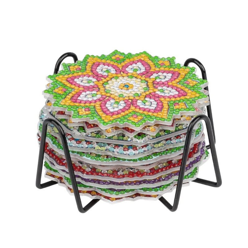 Ideen mit Herz 12 Diamond Painting Coasters with Metal Stand