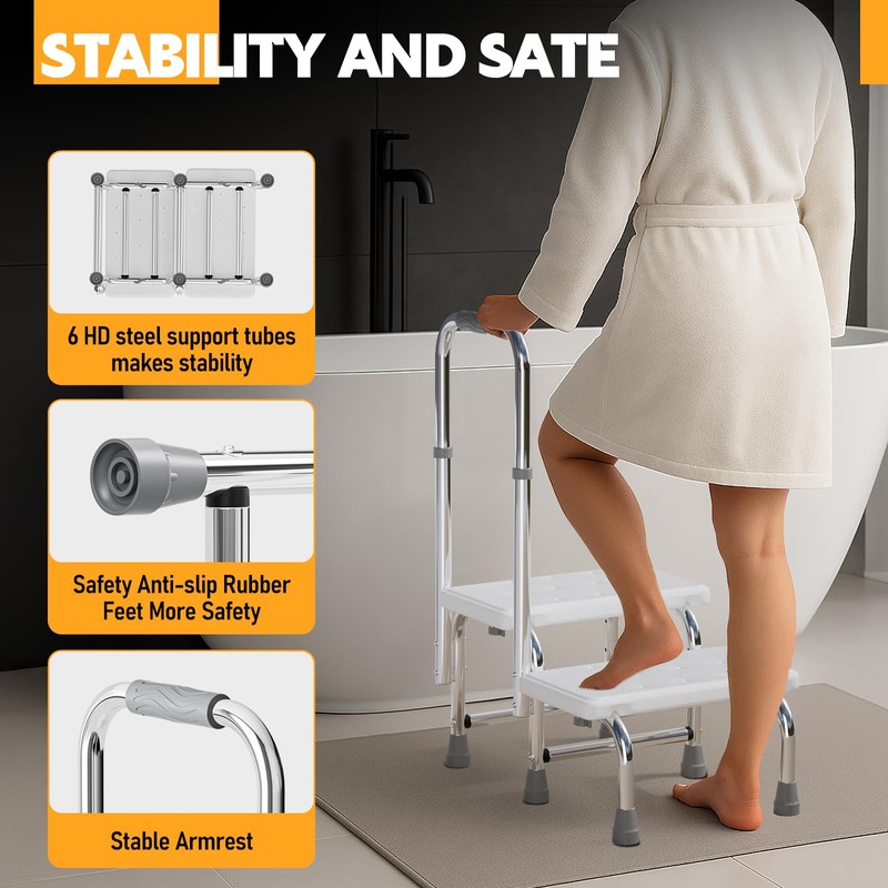 SPECILITE 2 Step Stool with Handle, Heavy Duty Foot Stool