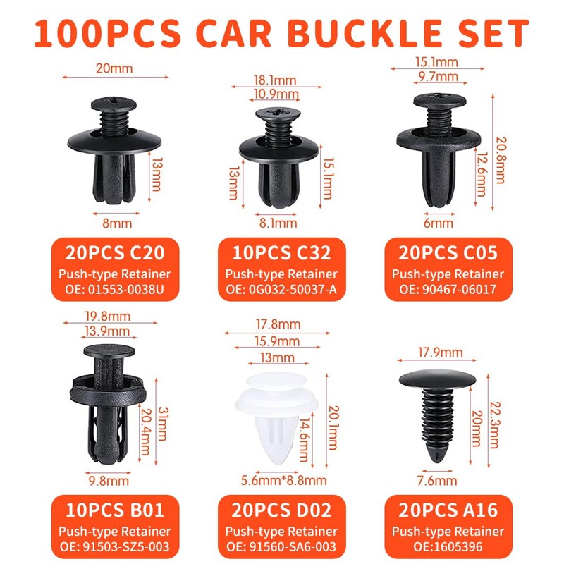 Bangbobi Car Mounting Clips – 105 Pieces Including Expansion Rivets