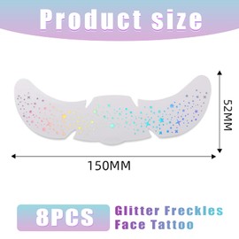 Pack of 8 Glitter Freckles, Face Tattoos for Women and Children, Holographic Multi-Colour Glitter Patches for Applying (Style 2)