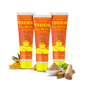 Vicco Vicco Turmeric & Sandalwood Oil Face Moisturizer Cream - Hydrating with Natural Turmeric, Vegan, Suitable for All Skin Types, 100% Natural - 2.82 oz (Pack of 3)