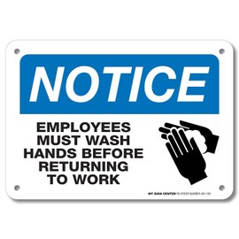 Employees Must Wash Hands Before Returning to Work Sign, 7" x 10" 0.40 Aluminum, Fade Resistance, Indoor/Outdoor Use, USA MADE By My Sign Center