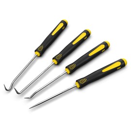 FJCTER Precision Hook and Pick Set, 4-Piece Automotive O Ring Pick Set, Mechanic Pick Tools with Ergonomic Handle, Knurled Shaft for Automotive, Electronics, Gunsmith Tools