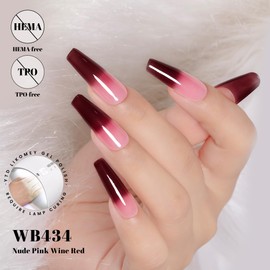 YTD Likomey Color Changing Gel Nail Polish,HEMA Free TPO Free,15ml Nude Pink Burgundy Red Mood Temperature Change Colors Fall Winter UV Nail Varnish,Thermal Salon Quality Manicure,WB434