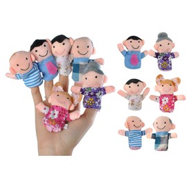 Finger Puppets Set Family 6 Pieces Colourful Soft Fabric Theatre Fantasy Children Babies 5957