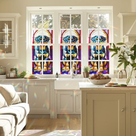 Decorative Rottweiler Stained Glass Window Film, Rottweiler Stained Glass Window Film for Bathroom Shower Door Heat Anti UV