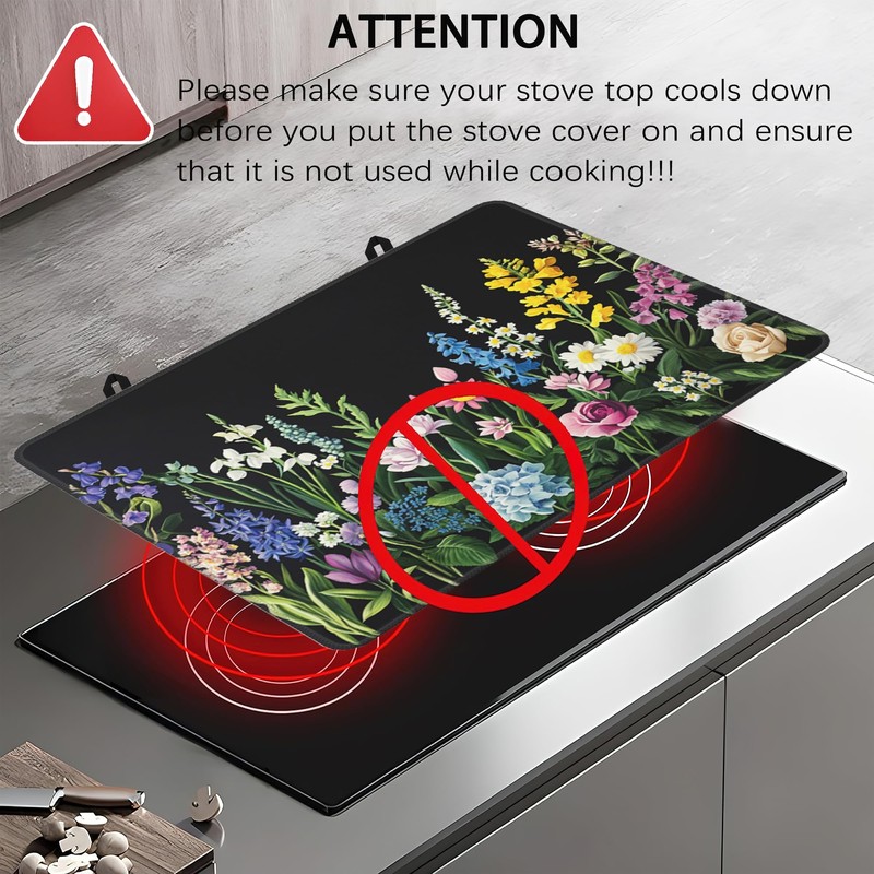 Stove Top Covers for Electric Stove,Herbs and Wilds Flowers Stove