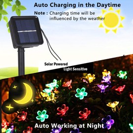 DIWUJI DIWUJI Solar Lichterketten Au?en Garten, 7M 50 LED Blhen Blume Wasserdicht Solar Power Lichterketten Dekor Festival Buntes Licht fr Party Hochzeit Patio Weihnachten Dekoration (Mehrfarbig)