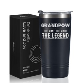 Onebttl Grandpa Gifts Tumbler, Grandfather Presents from Granddaughters Grandsons for Father's Day Christmas Birthday, Stainless Steel Cup with Lid, 20oz/590ml - Grandpaw Gifts