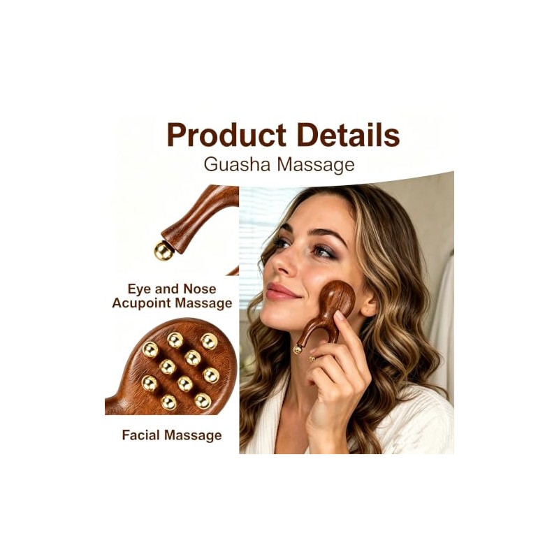 uwoneg Scarab Acupressure Tool, Facial Massage Roller with 12 Brass