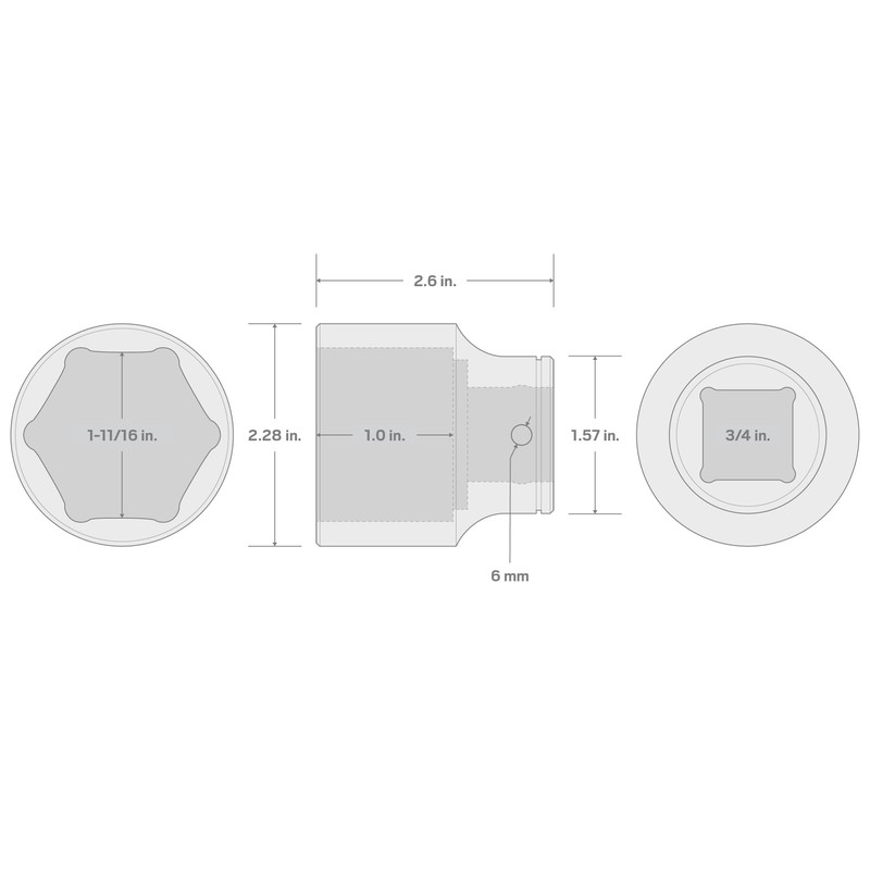 TEKTON 3/4 Inch Drive x 1-11/16 Inch 6-Point Socket |