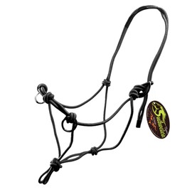 Side Pull Rope Halters with Nickle Plated Rings - Different Colors - By Southwestern Equine (Horse, Black)