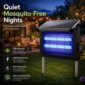 Solar Bug Zapper for Outdoor Use – 4500V Waterproof Mosquito Lamp for Garden, Patio & Camping