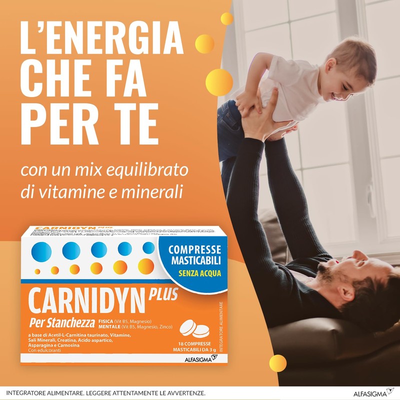 Carnidyn Plus Integratore Alimentare per Stanchezza Mentale e Fisica, 18