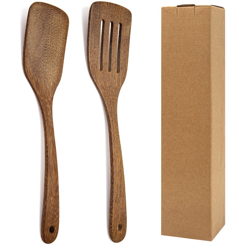 Wooden Spatula, Pack of 2 Wood Solid Turner Kitchen Wooden