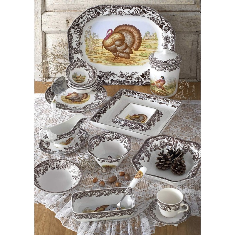 Spode Woodland Turkey Round Platter - 12" Fine Porcelain Serving