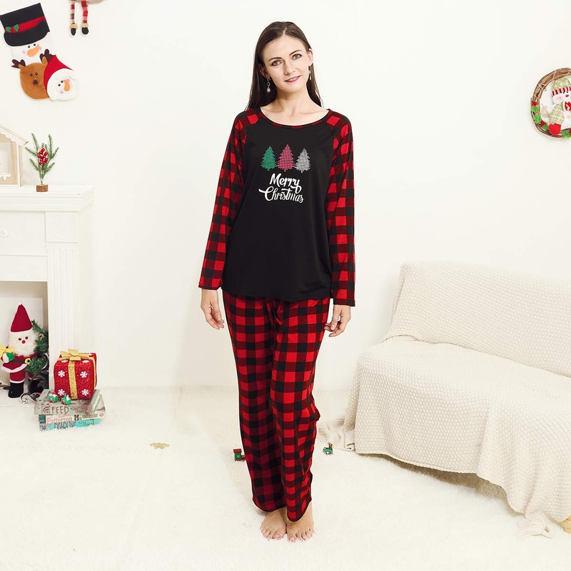 Hinzonek Family Pyjamas Christmas Matching PJS Set Xmas Tree Sleepwear