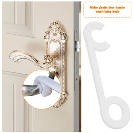 SG Store 2pcs Door Handle Baffle Plastic Fixed Hook Door Handle Support Opening to Keep Open Hook 190x55mm Suitable for Most Door Handles, White