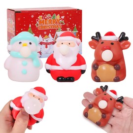 3 Pack Christmas Squishies Toys, Slow Rising Squishies Toys ,Snowman, Santa Claus, Elk,Christmas Squeeze spit Bubble Toys for Kids Boys Girls Toddlers Christmas Stocking Stuffers Party Favors Gifts
