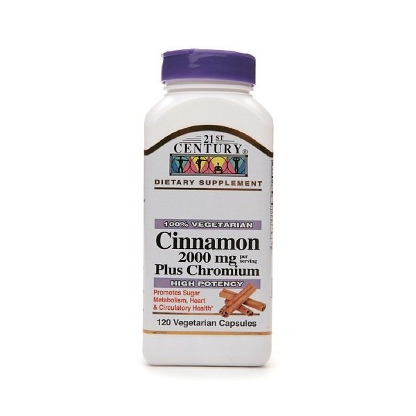 21st Century Cinnamon 2000 mg Plus Chromium, Veggie Capsules 120 ea Pack of 3