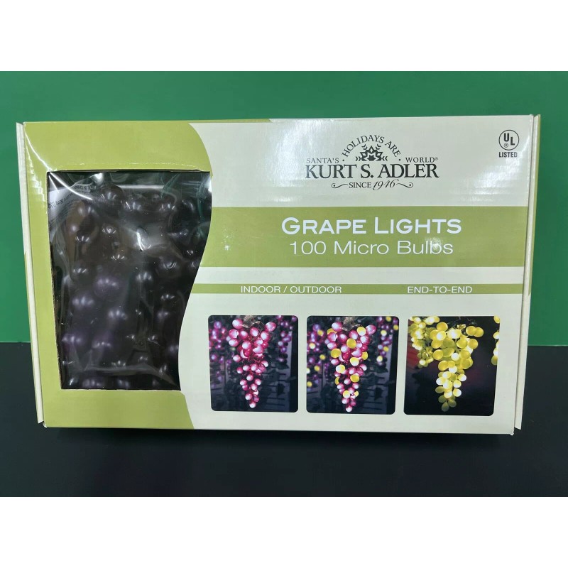 Kurt Adler 100-LIGHT SET GRAPE CLUSTER Red BURGUNDY GRAPE Indoor/Outdoor