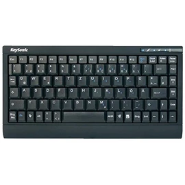 KeySonic ACK-595C+, Mini, Wired, USB + PS/2, Black