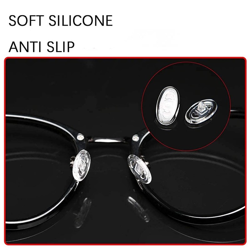 Screw-in Eyeglass Nose Pads,BEHLINE 5 Pairs Glasses Replacement Nose Pieces,Oval