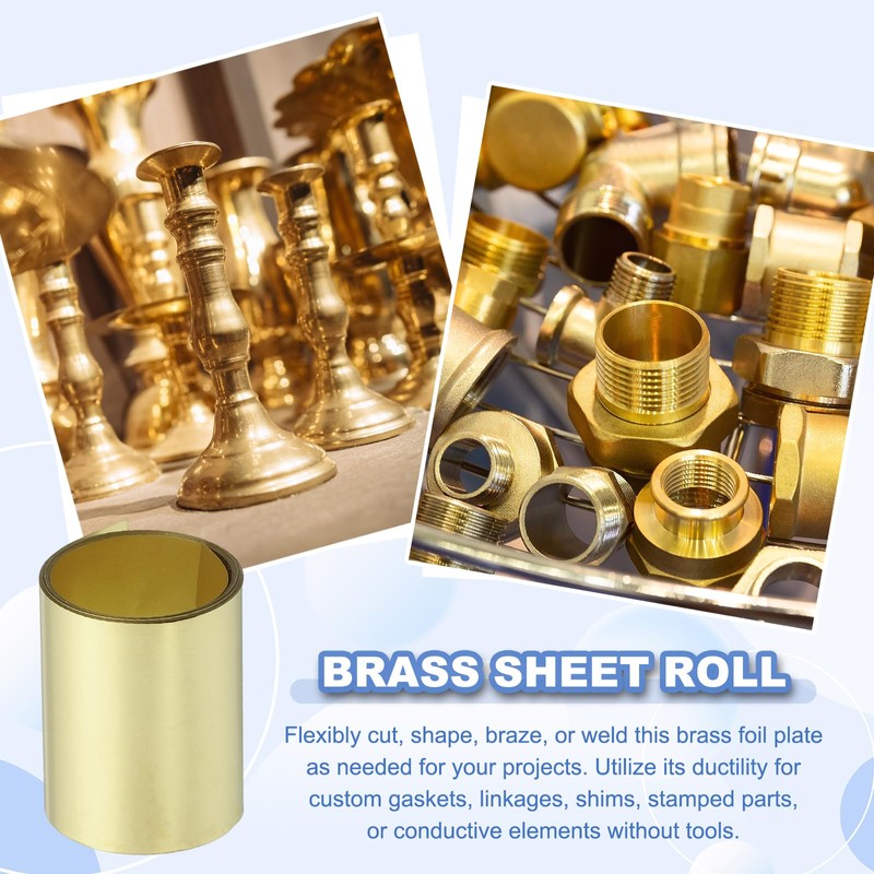 PATIKIL 金属フィルム真鍮箔プレート44ゲージ x 2" x 39" H62 金属箔プレート 銅ストリップ DIYクラフト